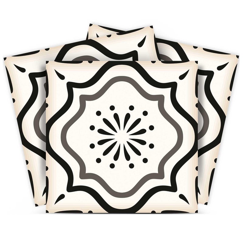 Mi Alma Black & White Collection Peel and Stick Tile Stickers 24 PC Set backsplash Tile Decals Bathroom & Kitchen Vinyl Wall Decals Easy to Apply Just Peel & Stick Home Decor (Black & White B5, 6x6 Inch) - Image 1